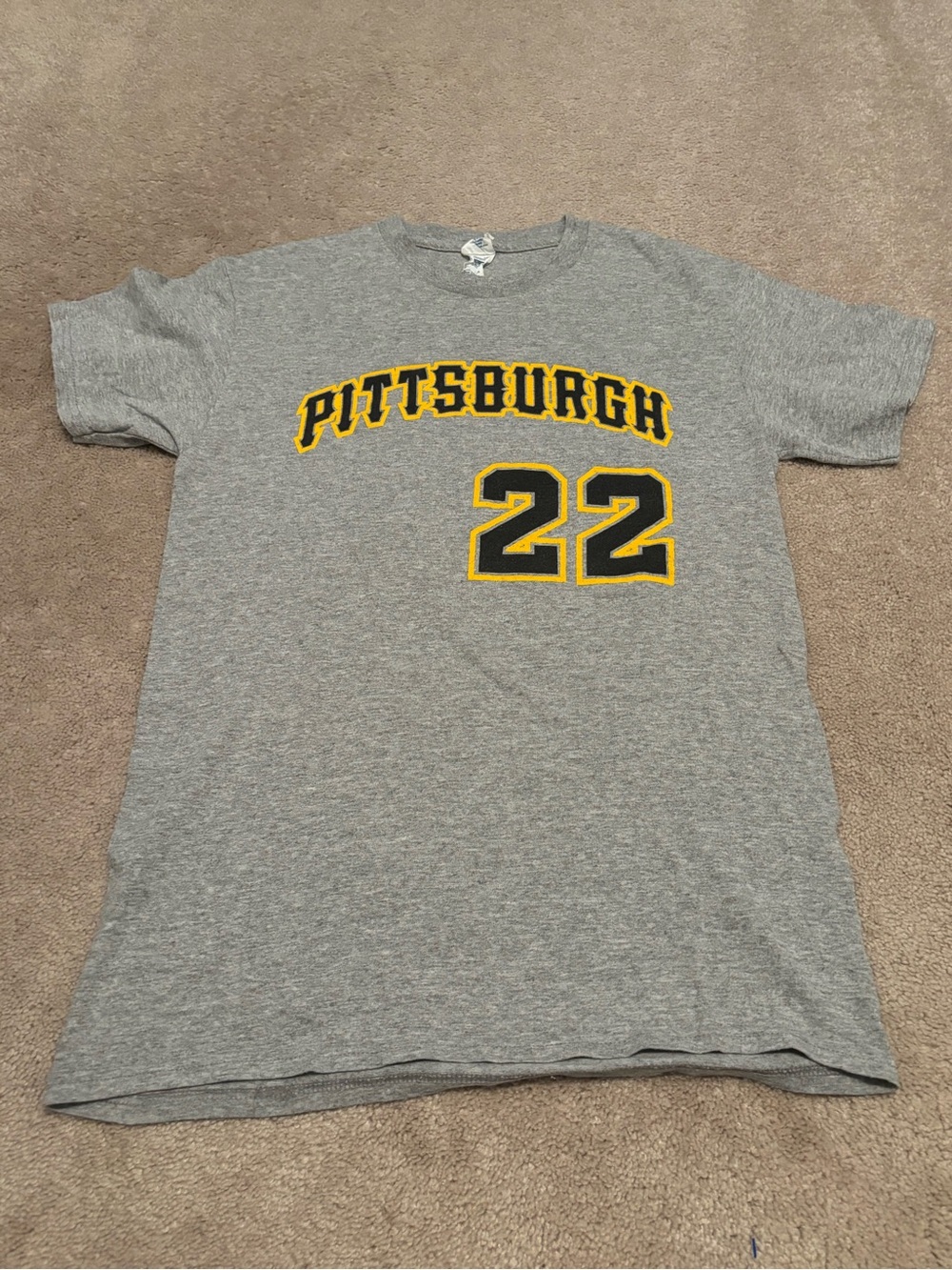 Pittsburgh Pirates Men’s Small Andrew McCutchen 22 Cutch Gray Tee T-Shirt MLB